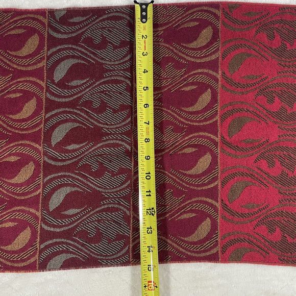 Vintage Yves Saint Laurent Wool Scarf YSL Logo Pink Brown Fringe Artsy Boho - Picture 8 of 9